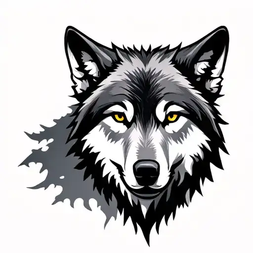 Wolf Head With Forest