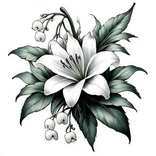 Cosmo Flower And Lily Of The Valley Intertwined Thin