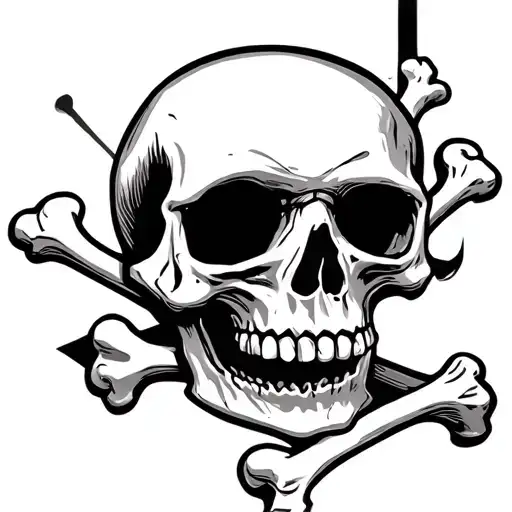 Skull With Lower Jaw Missing With Cross Bones