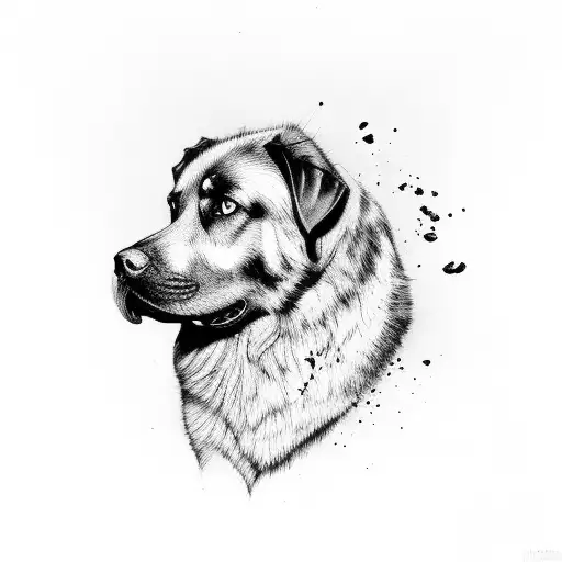 A Large Ferocious Black Dog In Profile