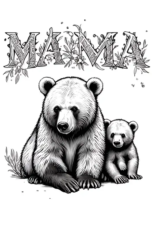 Mama Bear And Two Cubs
