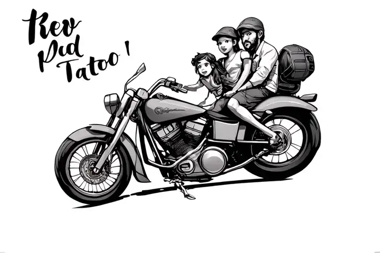 Motorcycle With Dad And Daughter