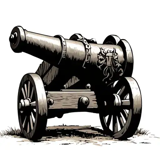 Civil War Cannon W Horse Head Background