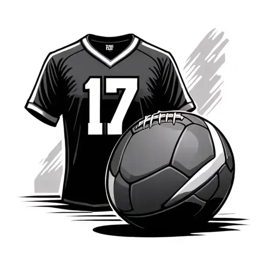 Football Stadium With Ball And Jersey Number 17