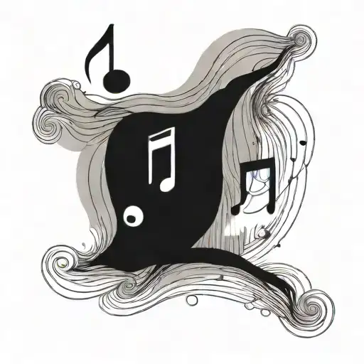 A Minimalist Tattoo Of A Single Musical Note Blending Seamlessly Into A Mountain Silhouette