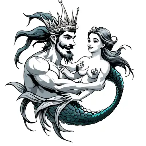 King Triton With Baby Ariel