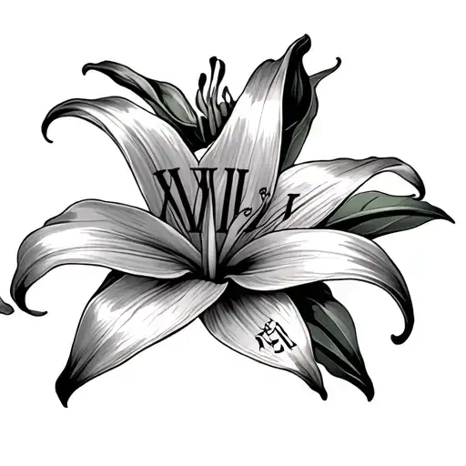 Lily Flower With Roman Numerals Through It
