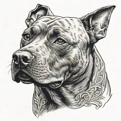 A Portrait Of A Staffordshire Bullterrier With A Black-grey Shading