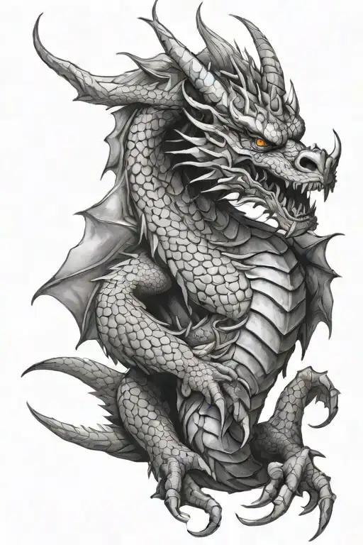 Strong Dragon With Scales And Horns