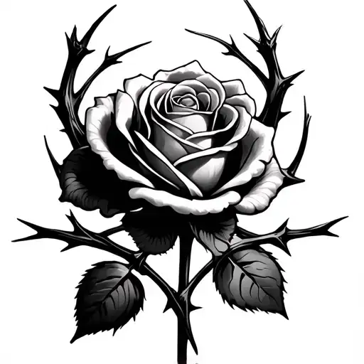 Rose With Jesus Thorn Crown Surrounded