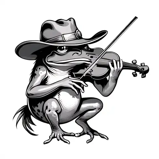 Frog Playing Violin In Cowboy Hat