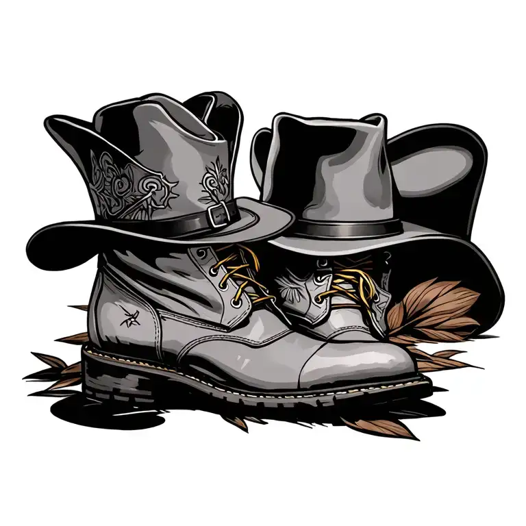 Cowboy Boots Hat On Top