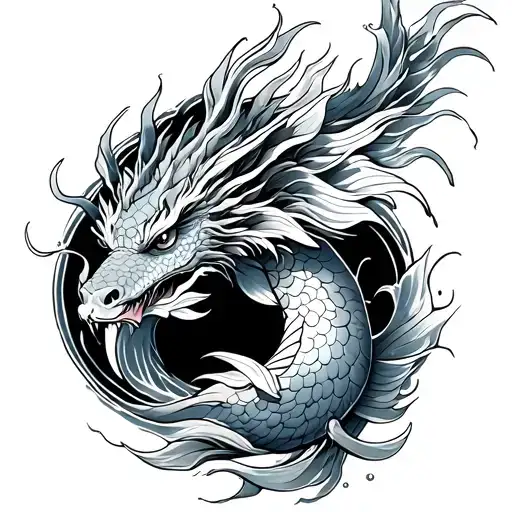 Koi Dragon Waves