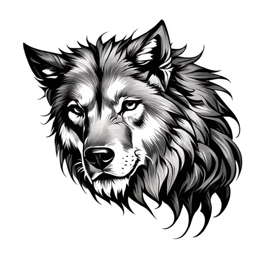 Lion Head And Wolf Head