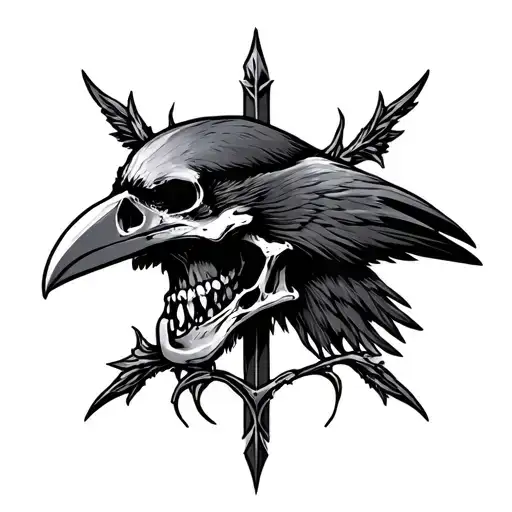 Raven Skull With Cross