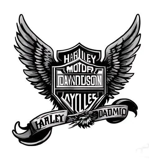 Zodiac Sign Leo Combined With Harley Davidson Wings And Shield