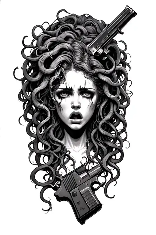 Medusa With A Gun To Her Head And She's Crying