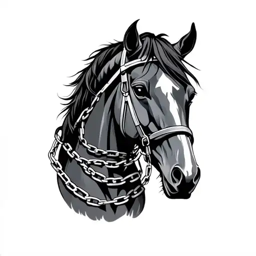 Horse With Iron Chains Wrapped
