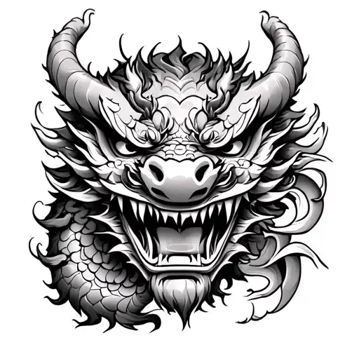 Japanese Dragon And Oni Mask