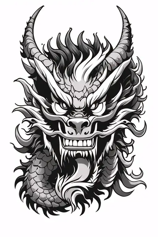 Japanese Dragon And Oni Mask