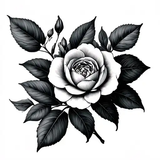 Magnolia Flower And Camellia Flower And Sage Plant Minimilist