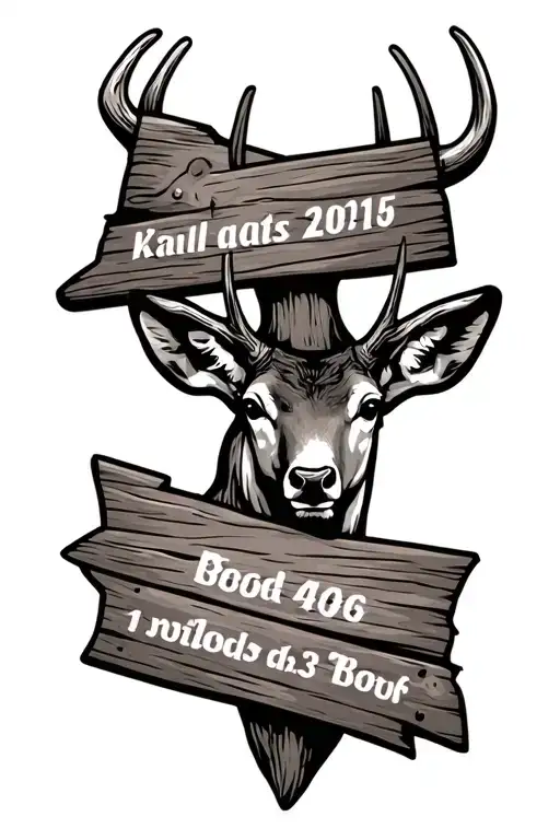 Wooden Sign With Dates And Text With Deer Antlers At The Bottom