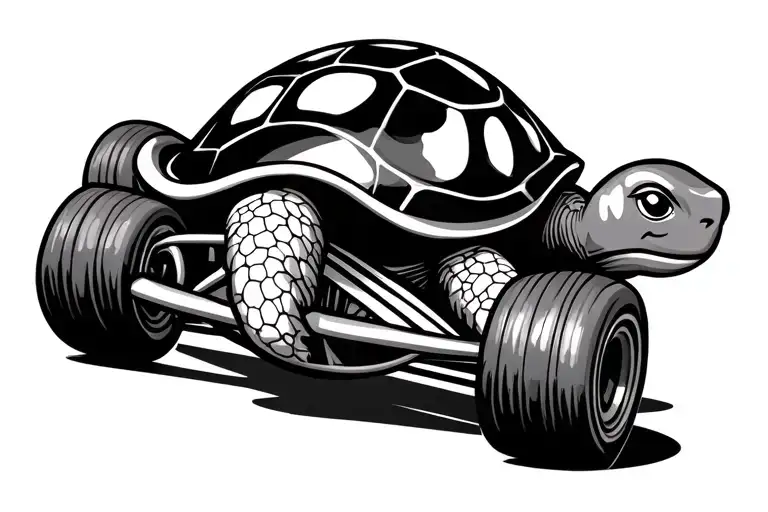 A Cartoon Turtle In A Race Car
