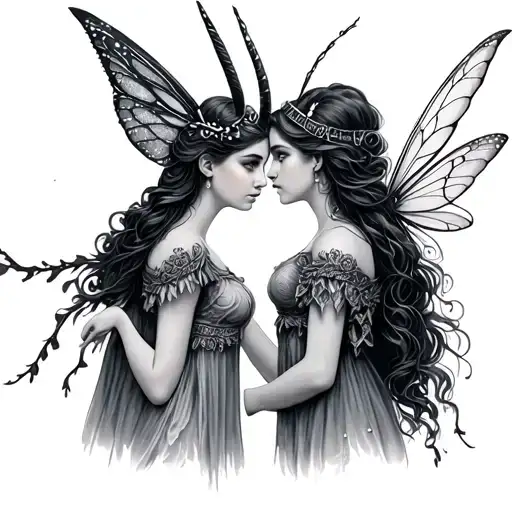 Two Fairies Aries Zodiac Sign