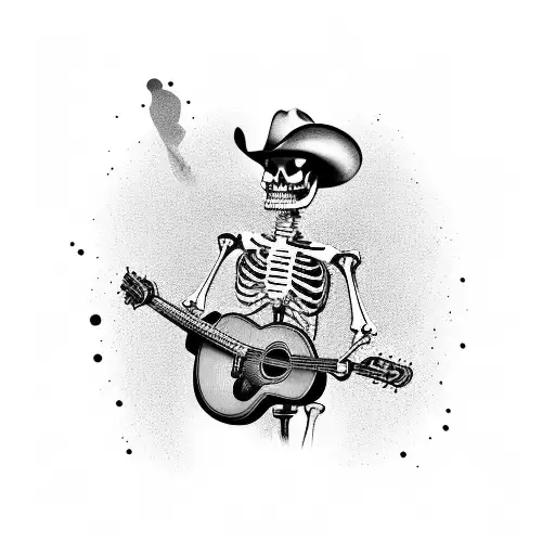 Cowboy Skeleton Playing Guitar