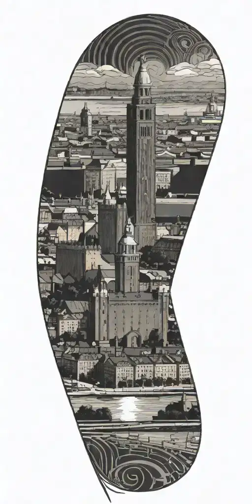 Stockholm City Hall With Focus On The Tower And Also Stockholm Stadium