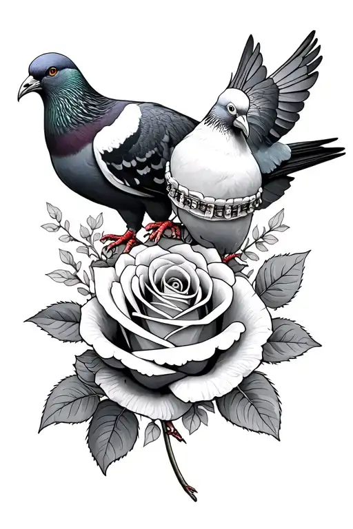 Braces Rose And 2 Pigeons