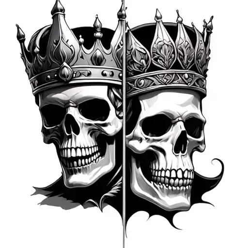 Three Way Mirror Left Side King Image Right Side Skull Image
