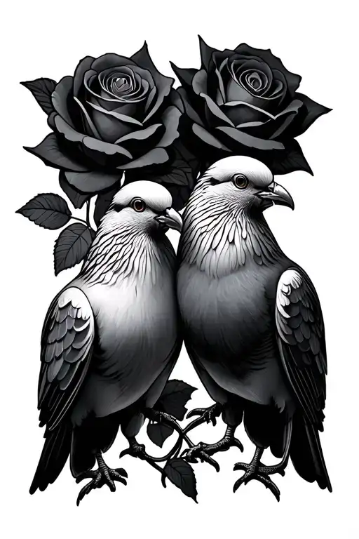 Braces Rose And 2 White Pigeons