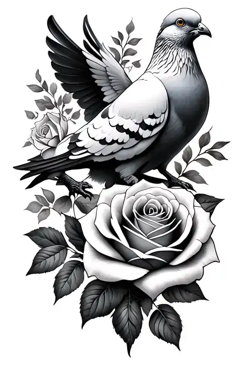 1 Rose And 2 White Pigeons