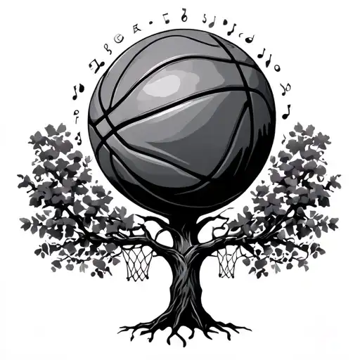 Music Basketball And Family Tree Intertwined