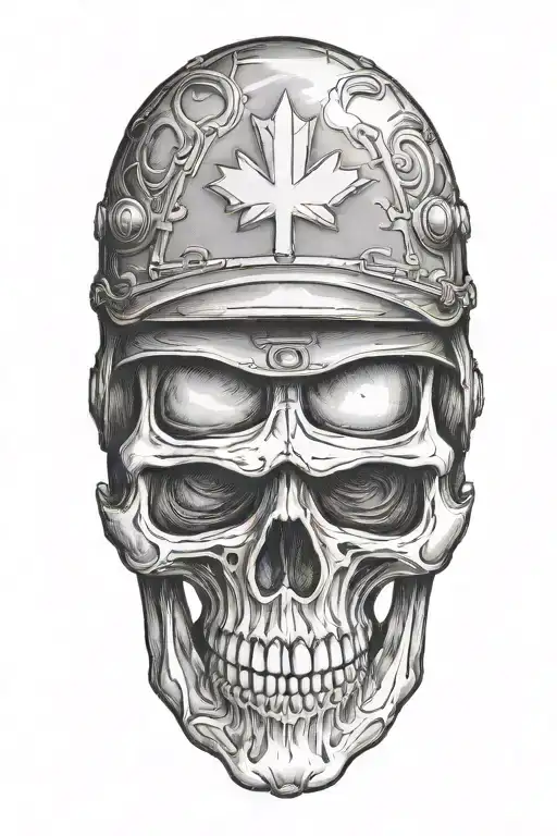 Skull With Canadian Solider Helmet