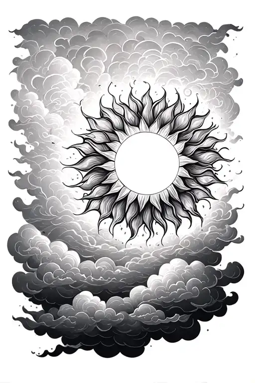 Ethereal Sun With Clouds Floating Around