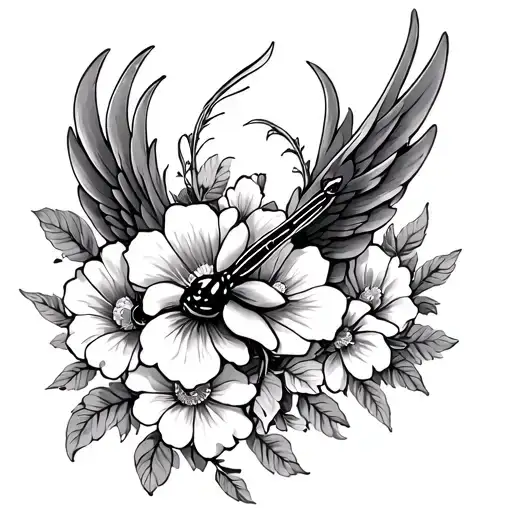 Gardnia Flowers Angel Wings Dragon Fly