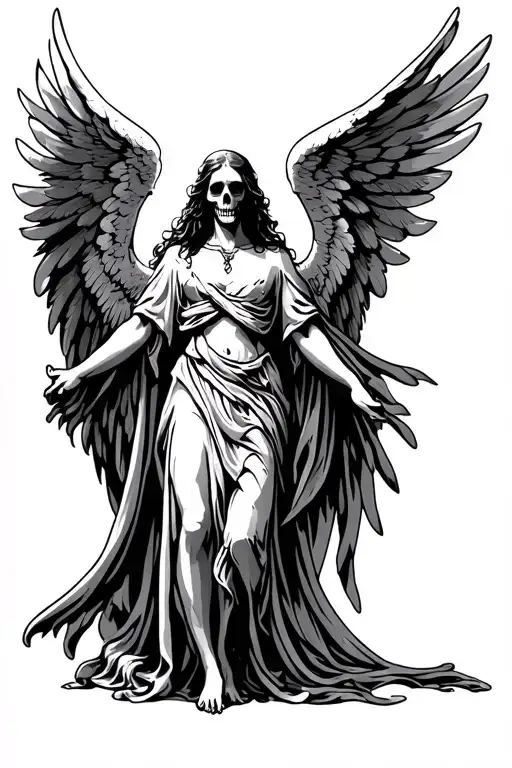 Angel Of Death Standing Wings Half Spread Wings Looking