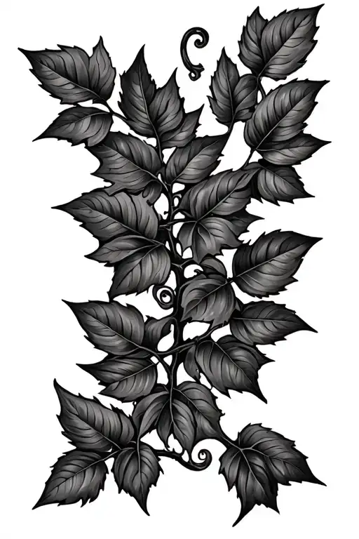 Detailed Single Poinson Ivy Vine Spine Tattoo Design