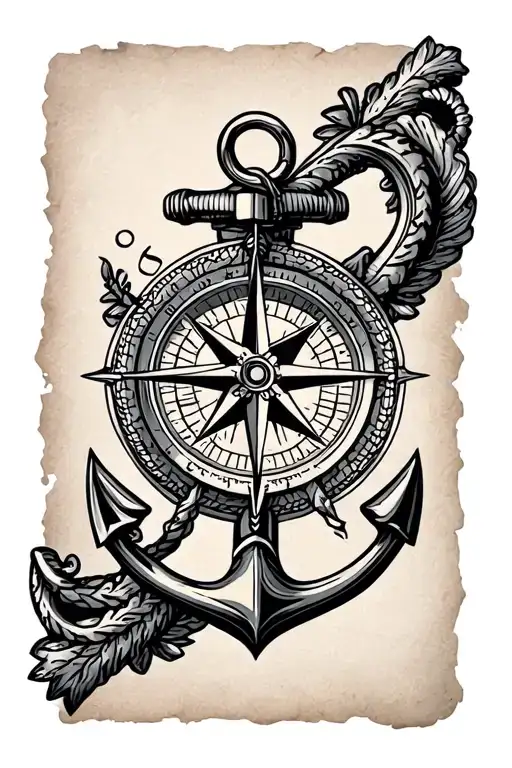 Nautical Arm Sleeve With Compass And Anchor