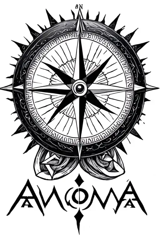Vegvisir Compass With Valknut Symbol Below