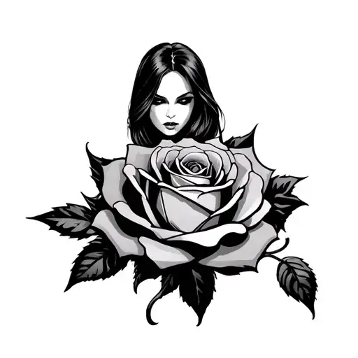 Black Widow On Rose Tattoo Design