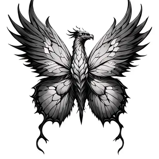 The Phoenix Transforming Into A Butterfly