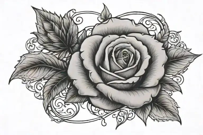 28 In Roman Numerals Underlined By A Rose