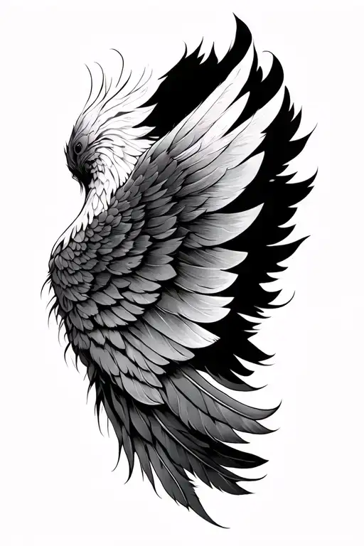 Feathered Wing From Shoulder To Upper Arm