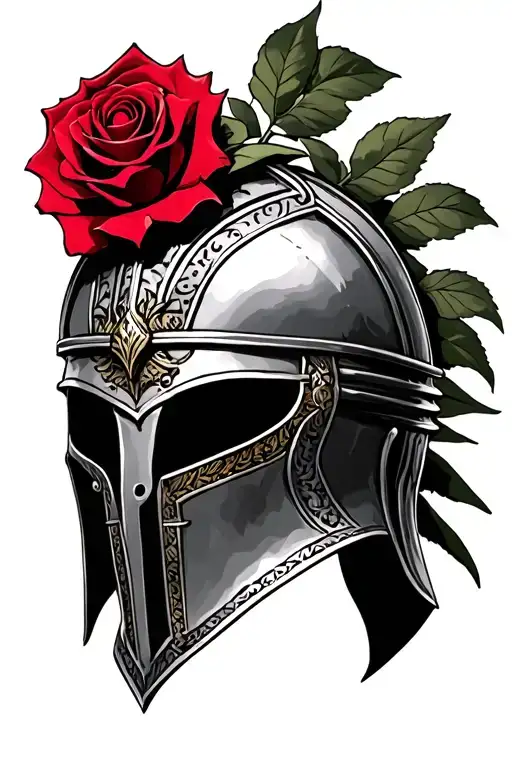 Gladiator Helmet With Red Rose
