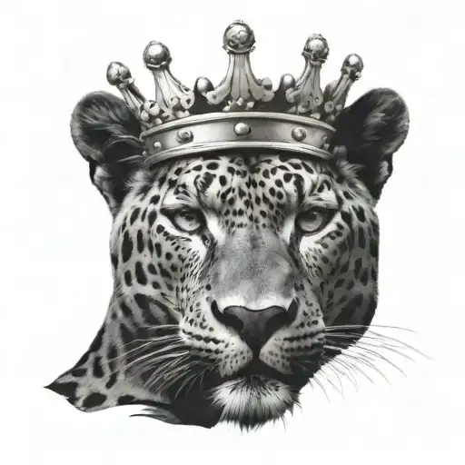 A Black Leopard With A Small Crown Staring Gracefully