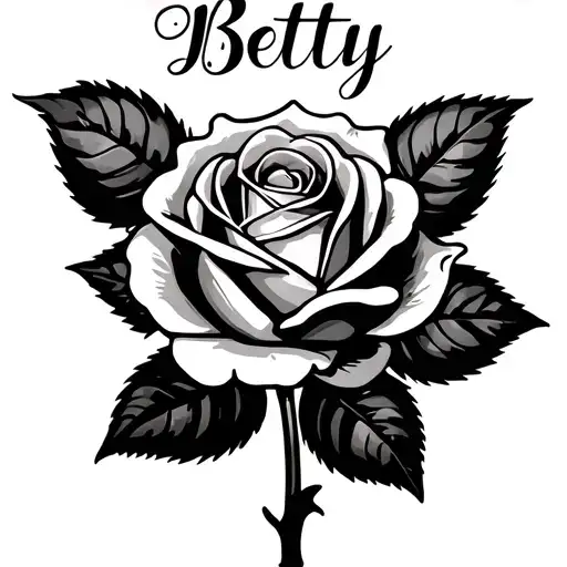 Rose With Leaves And Name Betty