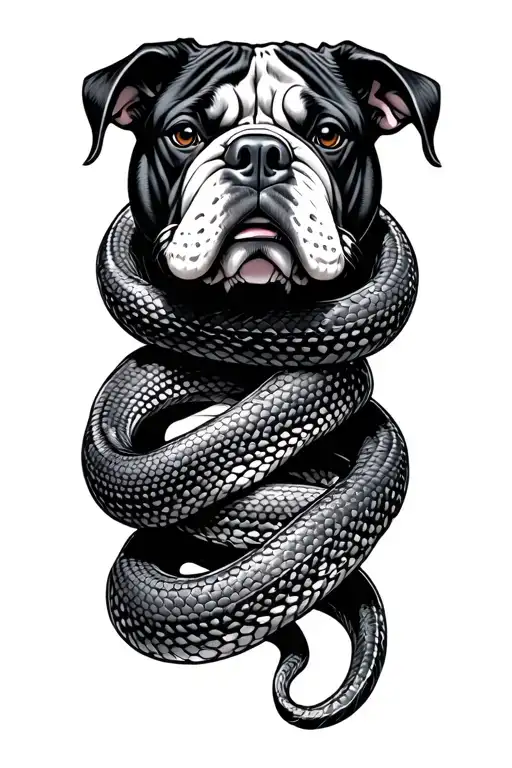 Bull Dog Small And Thin Snake Wrapped